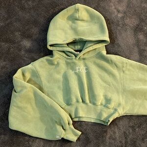 Vitality Dark Green Cropped Hoodie (Women’s S) w/ Embroidered Details